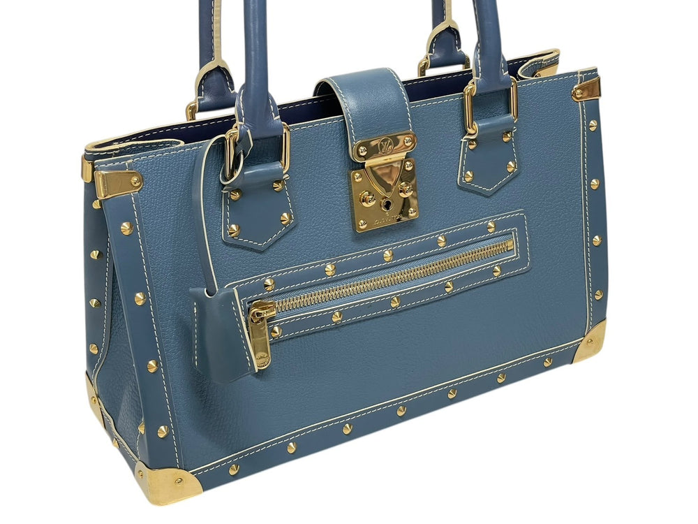 極美品 LOUIS VUITTON ルイヴィトン スハリ ファビュロー トートバッグ ハンドバッグ M91813 ブルー 中古 4b009124