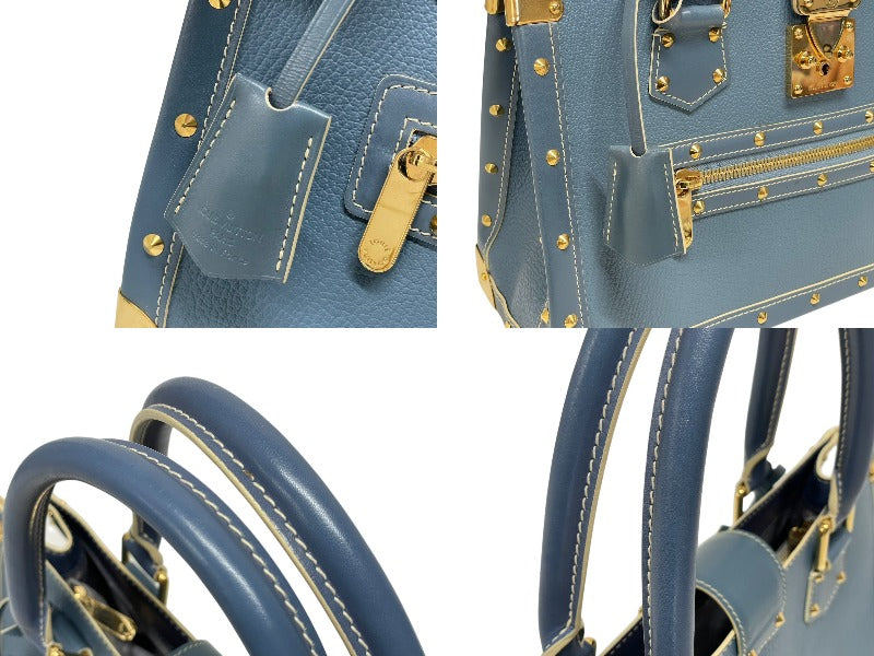 極美品 LOUIS VUITTON ルイヴィトン スハリ ファビュロー トートバッグ ハンドバッグ M91813 ブルー 中古 4b009124