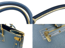 画像をギャラリービューアに読み込む, 極美品 LOUIS VUITTON ルイヴィトン スハリ ファビュロー トートバッグ ハンドバッグ M91813 ブルー 中古 4b009124
