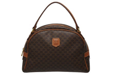 画像をギャラリービューアに読み込む, CELINE セリーヌ ヴィンテージ ハンドバッグ カバン ハンドバック 半月型 マカダム ゴールド金具 ブラウン 美品 中古 4b009127