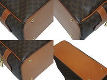 画像をギャラリービューアに読み込む, CELINE セリーヌ ヴィンテージ ハンドバッグ カバン ハンドバック 半月型 マカダム ゴールド金具 ブラウン 美品 中古 4b009127