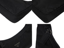 画像をギャラリービューアに読み込む, 極美品 PRADA プラダ ホーボー ハンドバッグ ワンショルダーバッグ MV515 トライアングルロゴ ナイロン ブラック 中古 4b009128