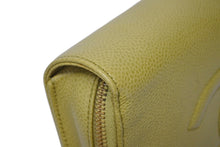 画像をギャラリービューアに読み込む, CHANEL シャネル ココマーク コスメポーチ 5番台 キャビアスキン マスタード ゴールド金具 極美品 中古 4b009133