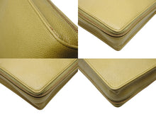 画像をギャラリービューアに読み込む, CHANEL シャネル ココマーク コスメポーチ 5番台 キャビアスキン マスタード ゴールド金具 極美品 中古 4b009133