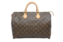 画像をギャラリービューアに読み込む, LOUIS VUITTON ルイヴィトン ハンドバッグ スピーディ35 M41524 PVCコーティングキャンバス レザー ブラウン ゴールド金具 美品 中古 4b009135