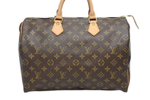 画像をギャラリービューアに読み込む, LOUIS VUITTON ルイヴィトン ハンドバッグ スピーディ35 M41524 PVCコーティングキャンバス レザー ブラウン ゴールド金具 美品 中古 4b009135