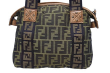 画像をギャラリービューアに読み込む, FENDI フェンディ ハンドバッグ 8BN002 ズッカ柄 ブラウン ブラック キャンバス レザー アンティークゴールド金具 美品 中古 4b009137