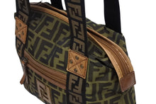 画像をギャラリービューアに読み込む, FENDI フェンディ ハンドバッグ 8BN002 ズッカ柄 ブラウン ブラック キャンバス レザー アンティークゴールド金具 美品 中古 4b009137