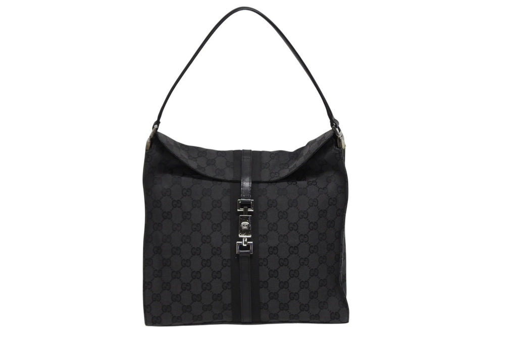 極美品 GUCCI グッチ トートバッグ ワンショルダーバッグ GGキャンバス ブラック メタルブラック金具 中古 4b009139