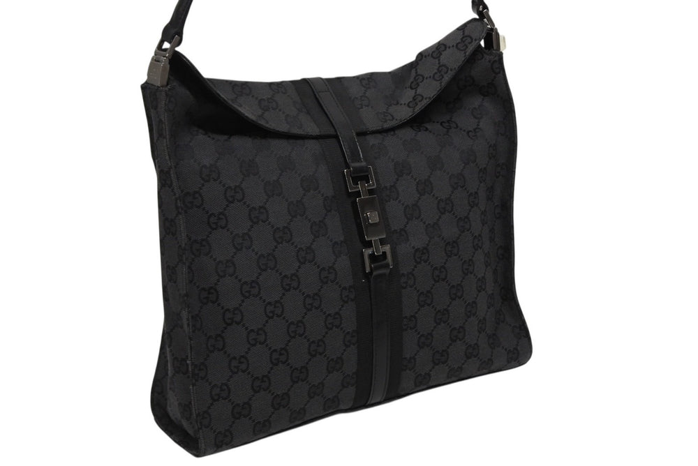 極美品 GUCCI グッチ トートバッグ ワンショルダーバッグ GGキャンバス ブラック メタルブラック金具 中古 4b009139