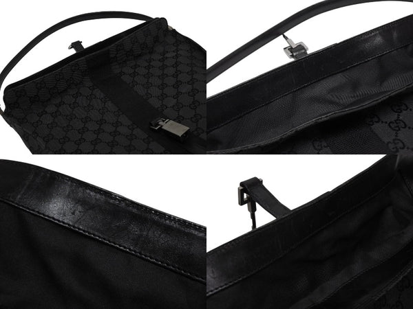 極美品 GUCCI グッチ トートバッグ ワンショルダーバッグ GGキャンバス ブラック メタルブラック金具 中古 4b009139