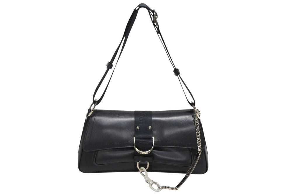 CHRISTIAN DIOR Christian Dior Galliano Period Hardcore Shoulder Bag Rhinestone Leather Black Good Condition Used 4b009141