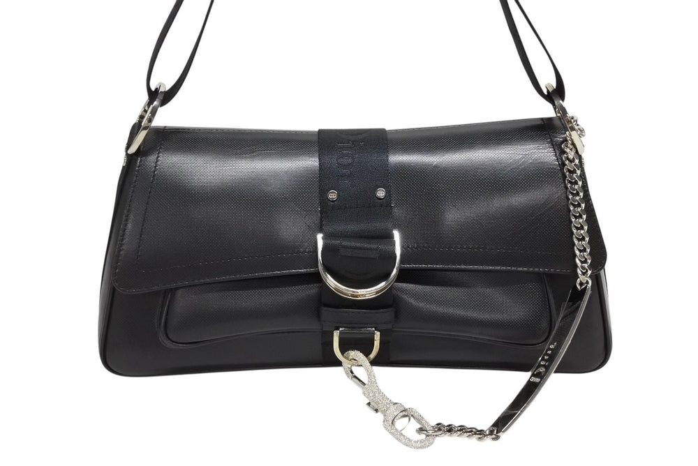 CHRISTIAN DIOR Christian Dior Galliano Period Hardcore Shoulder Bag Rhinestone Leather Black Good Condition Used 4b009141