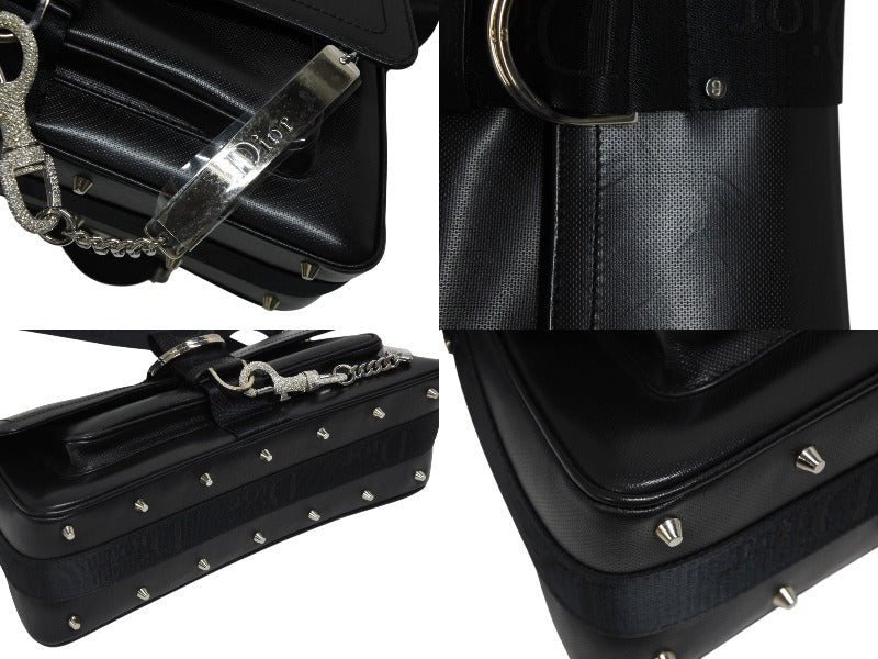 CHRISTIAN DIOR Christian Dior Galliano Period Hardcore Shoulder Bag Rhinestone Leather Black Good Condition Used 4b009141