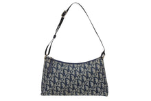 画像をギャラリービューアに読み込む, Christian Dior クリスチャンディオール サドルポーチ アクセサリーポーチ トロッター柄 PZ 1012 ネイビー シルバー金具 美品 中古 4b009142