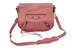 BALENCIAGA バレンシアガ フォルク ショルダーバッグ 246432 6603 レザー ピンク アンティークゴールド金具 美品 中古 4b009144