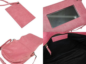 BALENCIAGA バレンシアガ フォルク ショルダーバッグ 246432 6603 レザー ピンク アンティークゴールド金具 美品 中古 4b009144