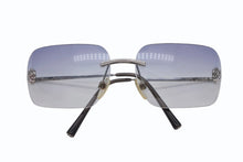 画像をギャラリービューアに読み込む, CHANEL シャネル リムレス サングラス 4085 c.124/7B サイズ62□15 120 カメリア ココマーク ブルー 美品 中古 4b009145
