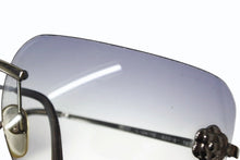 画像をギャラリービューアに読み込む, CHANEL シャネル リムレス サングラス 4085 c.124/7B サイズ62□15 120 カメリア ココマーク ブルー 美品 中古 4b009145