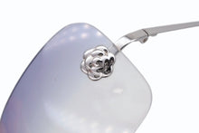 画像をギャラリービューアに読み込む, CHANEL シャネル リムレス サングラス 4085 c.124/7B サイズ62□15 120 カメリア ココマーク ブルー 美品 中古 4b009145