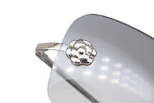 画像をギャラリービューアに読み込む, CHANEL シャネル リムレス サングラス 4085 c.124/8G サイズ62□15 120 カメリア ココマーク グレー 美品 中古 4b009146