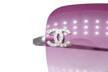 画像をギャラリービューアに読み込む, CHANEL シャネル リムレス サングラス 4017-D c.124/89 サイズ62□17 120 ココマーク パープル ラインストーン 美品 中古 4b009151