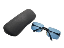 画像をギャラリービューアに読み込む, CHANEL シャネル リムレス サングラス 4005 c.101/72 サイズ62□18 125 ココマーク ブルー ブラック 美品 中古 4b00915