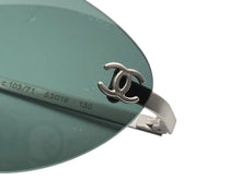 画像をギャラリービューアに読み込む, 極美品 CHANEL シャネル リムレス サングラス 4003 c.103/71 サイズ53□19 130 ココマーク シルバー グリーン 中古 4b009155