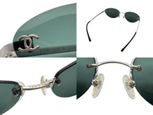 画像をギャラリービューアに読み込む, 極美品 CHANEL シャネル リムレス サングラス 4003 c.103/71 サイズ53□19 130 ココマーク シルバー グリーン 中古 4b009155