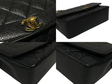 画像をギャラリービューアに読み込む, 極美品 CHANEL シャネル チェーンショルダーバッグ ダイアナ 25 マトラッセ キャビアスキン 3番台 ブラック ゴールド 中古 4b009158