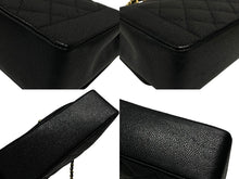 画像をギャラリービューアに読み込む, 極美品 CHANEL シャネル チェーンショルダーバッグ ダイアナ 25 マトラッセ キャビアスキン 3番台 ブラック ゴールド 中古 4b009158