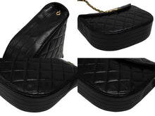 画像をギャラリービューアに読み込む, 極美品 CHANEL シャネル ハーフムーン チェーンショルダーバッグ 1番台 ココマーク ラムスキン ブラック ゴールド金具 中古 4b009161