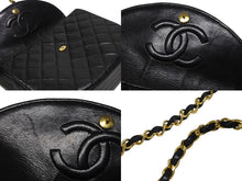 画像をギャラリービューアに読み込む, 極美品 CHANEL シャネル ハーフムーン チェーンショルダーバッグ 1番台 ココマーク ラムスキン ブラック ゴールド金具 中古 4b009161