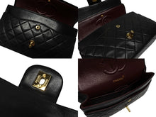 画像をギャラリービューアに読み込む, 極美品 CHANEL シャネル マトラッセ25 Wフラップ Wチェーンショルダーバッグ 3番台 ラムスキン ココマーク ブラック ゴールド金具 中古 4b009163