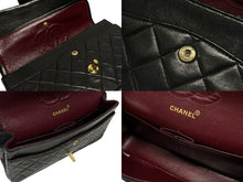 画像をギャラリービューアに読み込む, CHANEL シャネル マトラッセ25 Wフラップ Wチェーンショルダーバッグ 2番台 ラムスキン ココマーク ブラック ゴールド金具 美品 中古 4b009166