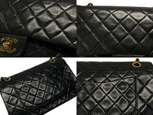 画像をギャラリービューアに読み込む, CHANEL シャネル マトラッセ25 Wフラップ Wチェーンショルダーバッグ 2番台 ラムスキン ココマーク ブラック ゴールド金具 美品 中古 4b009166