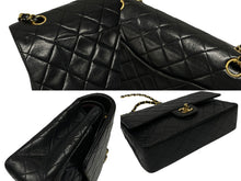 画像をギャラリービューアに読み込む, CHANEL シャネル マトラッセ25 Wフラップ Wチェーンショルダーバッグ 2番台 ラムスキン ココマーク ブラック ゴールド金具 美品 中古 4b009166