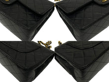 画像をギャラリービューアに読み込む, CHANEL シャネル マトラッセ25 Wフラップ Wチェーンショルダーバッグ 2番台 ラムスキン ココマーク ブラック ゴールド金具 美品 中古 4b009166