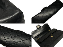 画像をギャラリービューアに読み込む, CHANEL シャネル マトラッセ25 Wフラップ Wチェーンショルダーバッグ 2番台 ラムスキン ココマーク ブラック ゴールド金具 美品 中古 4b009166
