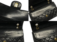 画像をギャラリービューアに読み込む, CHANEL シャネル マトラッセ25 Wフラップ Wチェーンショルダーバッグ 2番台 ラムスキン ココマーク ブラック ゴールド金具 美品 中古 4b009166