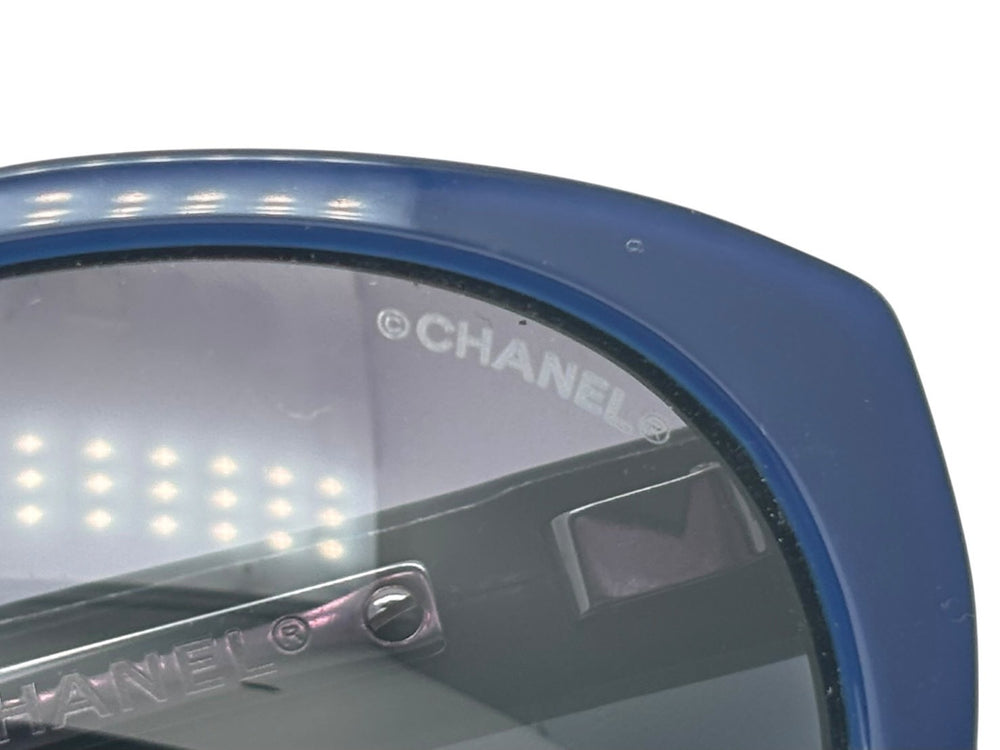 CHANEL シャネル ウェリントン サングラス アイウェア ココマーク エナメル プラスチック ブルー グリーン 美品 中古 4b009174