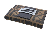 画像をギャラリービューアに読み込む, FENDI フェンディ 三つ折り財布 コンパクト財布 ズッカ柄 ナイロン キャンバス レザー ダークブラウン 美品 中古 4b009180