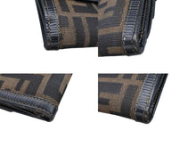 画像をギャラリービューアに読み込む, FENDI フェンディ ズッカ柄 三つ折り財布 コンパクトウォレット イタリア製 キャンバス レザー ブラウン ゴールド金具 美品 中古 4b009185