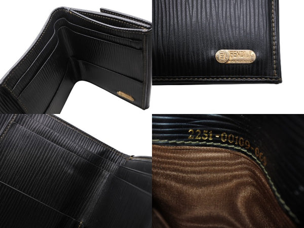 FENDI フェンディ ズッカ柄 三つ折り財布 コンパクトウォレット イタリア製 キャンバス レザー ブラウン ゴールド金具 美品 中古 4b009185