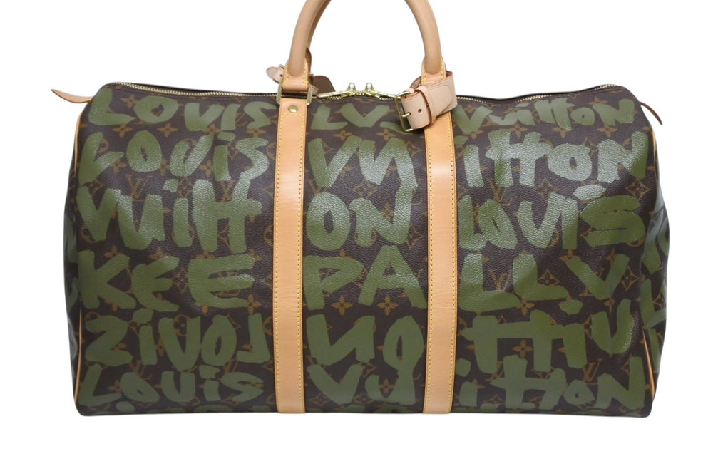 新品同様品 LOUIS VUITTON ルイヴィトン モノグラム グラフィティ キーポル50 M92196 ブラウン カーキ ゴールド金具 中古 4b009190