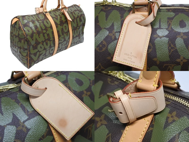 Like new LOUIS VUITTON Monogram Graffiti Keepall 50 M92196 Brown Khaki Gold hardware Used 4b009190