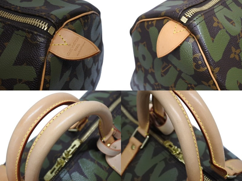 Like new LOUIS VUITTON Monogram Graffiti Keepall 50 M92196 Brown Khaki Gold hardware Used 4b009190