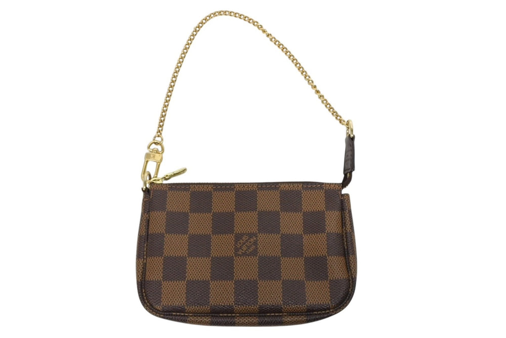Very Good Condition LOUIS VUITTON Damier Mini Pochette Accessoire Pouch N58009 Brown Gold Hardware Used 4b009193
