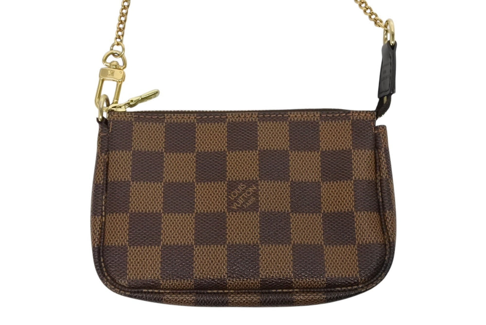 Very Good Condition LOUIS VUITTON Damier Mini Pochette Accessoire Pouch N58009 Brown Gold Hardware Used 4b009193