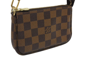 極美品 LOUIS VUITTON ルイヴィトン ダミエ ミニ ポシェット アクセソワール ポーチ N58009 ブラウン ゴールド金具 中古 4b009193